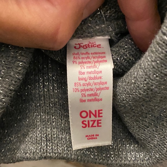 Justice Shimmering Silver Cat Knit Winter Beanie - Picture 2 of 7